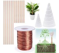 YBB Electroculture Gardening Copper Kit with 99.9% Pure Copper Wire 16 Gauge 65.6 Ft, 2 PCS Fibonacci Coil Winding Jigs, 12 PCS Wooden Stakes Antennas for Garden Plants Vegetables Growing