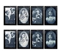 YBB Halloween 3D Changing Face Moving Picture Frame, Horror Portrait Scary Decoration for Home Halloween Party, Castle, Haunted House Decor (New 4 Pack)