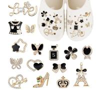 YBCCBY 15 Pcs Crystal Diamond Shoe Charms for Clog Shoes, DIY Sandals Accessories, Clog Sandals Decorations Charms for Women Girls Birthday Christmas Party Gifts