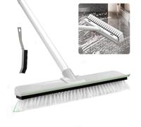 YBCCBY 2 in 1 Floor Scrubbing Brush With Long Handle, Heavy Duty Stiff Bristle With Squeegee and Crevice Cleaner for Kitchen, Bathroom, Patio, Wall, Swimming Pool and Deck