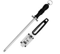 YBCCBY 25cm Professional Honing Steel, Knife Sharpener, Carbon Steel Sharpening Rod, Manual Sharpener for Sharpening Kitchen Knives, Kitchen Knives Honing Rod for Cooking Knife Butchers Knife