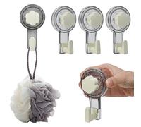 YBCCBY 4 Pcs Suction Hooks, Load Capacity 5KG Heavy Duty Knob Sucker Hook Plastic Suction Cup Hook, Waterproof Suctions Cups Reusable Shower Hooks Powerful Vacuum Suctions Cups for Bathroom Kitchen
