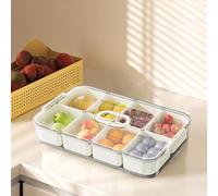 YBCCBY Divided Serving Tray with Lid, Portable Snackle Storage Boxes with 8 Removable Compartment Box, Time Recording Food Storage Container, Reusable Snack Boxes for Candy, Fruit, Nut, Veggie