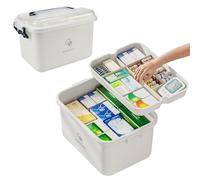 YBCCBY Medicine Storage Box with Handle, Double Layer Compartments Medical Box Household Medical Organiser Medicine Storage With Detachable Tray and Safety Lock for Home Office, 29x21x18cm