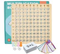 YBCCBY Montessori Multiplication Board Wooden Math Multiplication Board Montessori Children's Counting Toy Times Tables Flash Cards for Kids Over 3 Years with 100 multiplication cards Gift for Kids