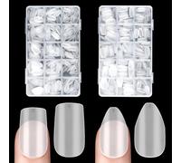YBCCBY Square Shaped Short Nail Tips, Short Almond Nail Tips, Full Cover False Nails, Clear Acrylic Glue Tips, Fake Nails with Box for Nail Art Salons, Beginners (600 Pieces,15 Sizes)