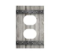 ybclf Grey Rustic Farmhouse Wood Light Switch Cover Outlet Covers Wall Plate Decorative Gray Country Vintage Lightswitch Switchplate Faceplate for Bathroom Kitchen Bedroom