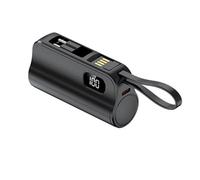 Ybcolmf 5000mAh 10W Small with Integrated Cable, Black | Portable with Contained Stand and USB Plug Cable for Easy Travel and on the Go Convenience
