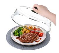 YBCPACK 10.4Inch/26.5CM Borosilicate Glass Microwave Splatter Cover with Silicone Mat - Non Plastic Microwave Cover for Food, Plate Lid & Splatter Guard, BPA Free, Dishwasher Safe,Silicone Handle Knob