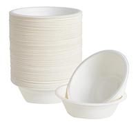 YBCPACK 100 Pack Disposable Paper Bowls 12oz for Hot and Cold Food, Biodegradable, Compostable and Eco Friendly Paper Bowls Disposable Perfect for Parties, BBQ and Picnic (White)
