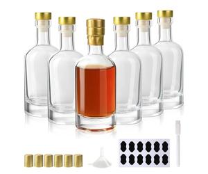 YBCPACK 100ml Glass Liquor Bottles with T-Top Caps, 6 Pack Empty Small Glass Bottles for Alcohol, Beverages, Clear Mini Vodka Bottle for Party Favors
