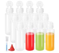 YBCPACK 12 Pack 250ml Heat-Resistant Plastic Juice Bottles with Flip Covers, Reusable 8 oz Bulk Plastic Smoothie Bottle, Empty Milk Bottles(Dishwasher Safe)
