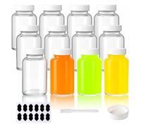 YBCPACK 12 Pack 4oz Reusable Glass Shot Bottle, Clear Wellness Shots Bottle