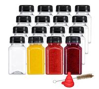 YBCPACK 16 Pack 5oz/150ml Plastic Shot bottles with Lids, Small Juice Bottles for Mini Fridge, Empty Reusable Drink Bottles for Ginger, Juice, Smoothie, Water