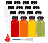 YBCPACK 16 Pack 8oz/250ml Plastic Juice Bottles with Tamper Seal Lids,Empty Reusable Bottles for Mini Fridge, Ideal for Smoothie,Juice,and Other Beverages