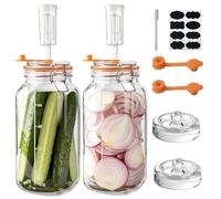 YBCPACK 2 Pack 2L Glass Fermentation Jars with Weight & Airlocks-Wide Mouth | 0.5 Gallon Fermenting Jars Kit for Sauerkraut, Kimchi Container, Kombucha Brewing