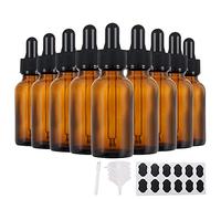 YBCPACK 24 Pack 1oz(30ml) Amber Glass Dropper Bottles with Pipette Dropper，24 Labels，1 Pen and 4 Funnels，Empty Glass Bottles for Essential Oil Blends，Perfumes，Aromatherapy and Chemistry Lab