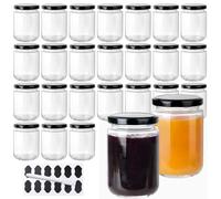 YBCPACK 24Pack Glass Jam Jars with Lids 350ml, Clear Chutney Jars, 12oz Preserving Jars for Jelly, Pickles, Honey