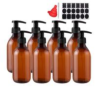 YBCPACK 8 Pack 250ml Plastic Soap Dispenser Bottles,Amber Pump Bottle Dispenser Refillable for Bathroom,Conditioner, Hand Soap,Shampoo, Lotions etc.