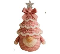 YBDADOEH DIY Crochet Christmas Tree Gnome Kit，Handmade crochet Christmas tree, Christmas Gnome Crochet Starter Kit for Beginners with Bell, Yarn, Hook, Pearls & Ribbon(Pink)