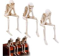 YBDADOEH Halloween Fireplace Simulation Skull Combination,See/Hear/Speak No Evil Collectible Figurines,Horror Skeleton Statues Resin Decor,Suitable for home bedroom desktop decoration(D)