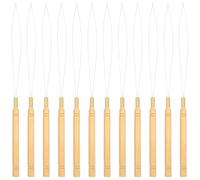 YBEATY 12 Pcs Hair Extension Loop Needle Threader Wire Pulling Hook Tools Kit Micro Link Loop Nano Beads Device Threader for Hair Feather Extensions