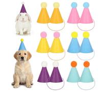 YBEATY 12 Pcs Mini Felt Party Hats for Stuffed Animals Colorful Lovely Paper Cone Tiny Birthday Hats DIY Adjustable Holiday Hat Dog Cat Rabbit Puppies Assorted Animal Birthday Decorations