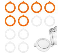 YBEATY 12 Pcs Silicone Jar Gaskets Seal 2.75 Inch Replacement Leakproof Rubber Gasket Reusable Gasket Seal Ring for Mason Jar Regular Canning Mouth Jars (White + Orange)