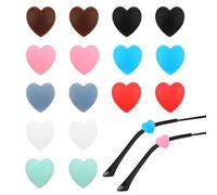 YBEATY 16 Pcs Eyeglasses Ear Grippers Multicolored Eye glasses Anti-Slip Holder Heart-Shaped Silicone Eyewear Temple Tip Retainers Soft Behind Ear Hooks Sleeve Stopper for Sports Reading Glasses