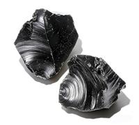 YBEATY 2 Pcs Black Obsidian Raw Crystals, 1.2-2" Large Natural Rough Stones Rocks Healing Crystal for Tumbling Cabbing Polishing Decoration Wire Wrapping Wicca Reiki