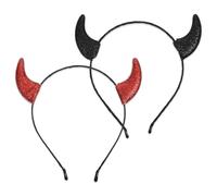 YBEATY 2 PCS Glitter Devil Horns Headband Sparkly Halloween Devil Ears Headband Fancy Dress Cosplay Hairband Halloween Costume Accessory for Women Men Girls Carnival Christmas