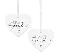 YBEATY 2 PCS Keep Making Him Proud Bereavement Keepsake Hanging Hearts Memorial Token Memorial Loss of Loved One Ceramic Pendants Ceramic Pendants for Anniversary Passing Sympathy Hug