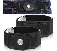 YBEATY 2 Pcs Men 2 Loop No Buckle Belt Invisible Stretch Belt Buckle-less No Bulge Elastic Side Belts for Jeans Pants Men Women Father Day Easy To Use Fits Waist 10.23-14.17in