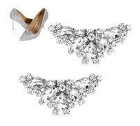 YBEATY 2 Pcs Silver Shoe Clip Elegant Rhinestone Shoe Charms Detachable Womens Crystal Shoes Clips Sparkling Heels Shoes Buckle Accessories for Christmas Bridal Wedding Party
