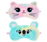 YBEATY 2 Pcs Sleep Mask Plush Blindfold Cute Rabbit Panda Koala EyeCover Soft Eye Blindfold Cover Animal Shade Night Eye Masks for Women Girls Home Travel (Colorful)