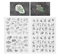 YBEATY 2 Sheets Water Soluble Embroidery Pattern Pre-Printed Hand Sewing Stabilizers Self Adhesive Stick Stencils Transfers Letter Flower Stitch Paper Wash Away Stabilizers for Cloth Adult
