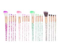 YBEATY 20 Pcs Glitter Crystal Makeup Brush Set Bling Concealer Eye Shadow Eyeliner Brushes Sparkle Foundation Cosmetic Lip Blending Synthetic Brushes Tools Kit for Women Transparent Handles