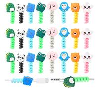 YBEATY 24 Pcs Cartoon Charger Cable Protectors Silicone Flexible USB Charger Cable Saver Colorful Cute Mobile Phone Chargers End Cord Holder for Most Cellphone Data Lines Phone Accessory