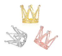 YBEATY 3 PCS Gold Crown Cake Topper Happy Birthday Cake Toppers Princess Little Heart Shaped Diamond Alloy Silver Crown Gold Mini Crown Arrangements Bouquet for Flower Arrangements Wedding Party Decor