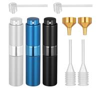 YBEATY 3 Pcs Refillable Mini Portable Sprayer Bottle Travel Perfume Atomizer Empty with Plastic Spring Dropper and Pump Head Dispensers and Metal Funnels for Women Men