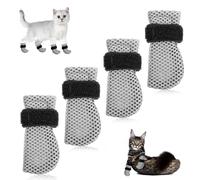 YBEATY 4 Pcs Cat Boots Anti Scratch Mittens Gloves Adjustable Cat Claw Protectors Foot Covers Mesh Breathable Cats Shoes to Prevent Scratching for Pet Bathing Feeding Cutting Nail Trimming