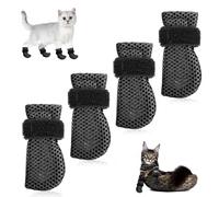 YBEATY 4 Pcs Cat Boots Anti Scratch Mittens Gloves Adjustable Cat Claw Protectors Foot Covers Mesh Breathable Cats Shoes to Prevent Scratching for Pet Bathing Feeding Cutting Nail Trimming(Black)