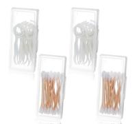 YBEATY 4 Pcs Cotton Swab Holder for Travel Portable Small Dental Floss Picks Case Clear Plastic Buds Storage Containers Box with Dustproof Lid for Ear Cosmetics Makeup Remover Nail Polish Remover