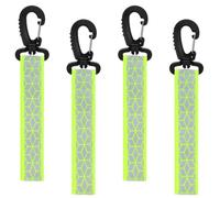 YBEATY 4 PCS Green Reflective Backpack Tags Reflective Straps Safety Reflector Bicycle Pendant Glow in The Dark Keychain for First Aid Bag Clothes Cycling Walking Running Climbing Camping Hiking