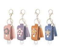 YBEATY 4 Pcs Portable Handwashing Fluid Keychain 30ml Refillable Leather Hand Handwashing Fluid Mini Case Holder Keychain Travel Size for Toiletry Lotion Liquid Soap Shampoo