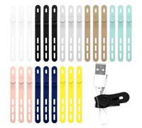 YBEATY 45 PCS Silicone Cable Ties Washable Cable Ties Multi-Purpose High Elasticity Cables Tie with Locking Buckle Design Reusable Adjustable Fastening Cable Straps for Home Office School Travel
