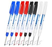 YBEATY 8 PCS Deep Reach Markers Pens Waterproof Construction Markers 30 mm Long Nose Felt Tip Colorful Marker Scriber Pens Deep Hole Carpenter Ink for Hardware Decoration Construction Woodworking