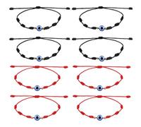YBEATY 8 Pcs Evil Eye Lucky Bracelets Adjustable Red Black String Bracelet Lucky String Amulet Rope Cord Thread Handmade Braided Friendship Bracelet for Protection Family Friends Women Men christmas