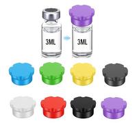 YBEATY 8 Pcs Glass Vials Protective Cap 3ml Reusable Silicone Vial Caps Covers Leak-Proof 8 Colors Easy to Clean Vial Caps Fit Bottles Storage Boxes Easy Organization Classification