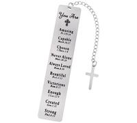YBEATY Bible Bookmark Christian Bookmark Metal Religious Bible Verse Books Markers with Church Cross Chain for Women Girls Book Lovers Birthdays Christmas Friends Sisters Book Clubs Reading Accessory